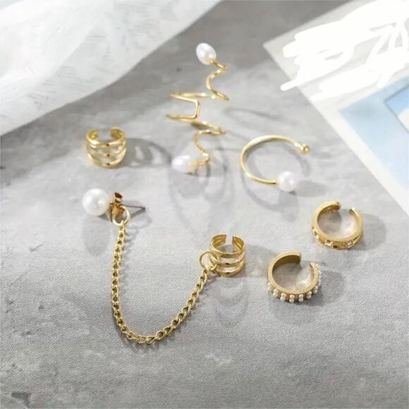 Earring Set without perforation, clip earrings on pearl earrings - Picture 2 of 9